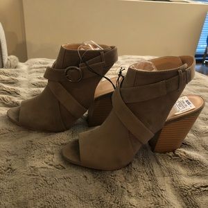Joe’s Block Heel Suede Peep Toe Bootie